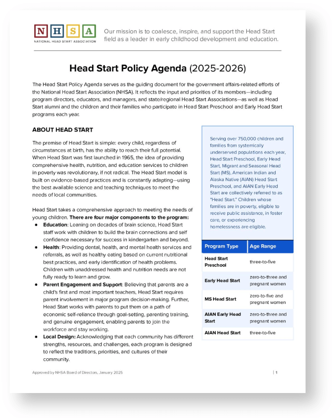 Head Start Policy Agenda